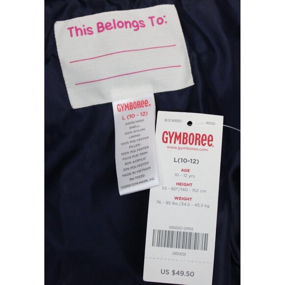 2008 Gymboree Candy Shoppe Water-Resistant Puffer Coat sz L 10-12 NWT Faux Fur - Picture 6 of 7